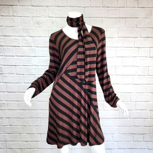 Comfy USA Blk/Brown Stripe Tunic/Scarf Size:XL